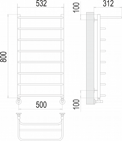 Полка П8 500х800  Полотенцесушитель  TERMINUS Брянск - фото 3