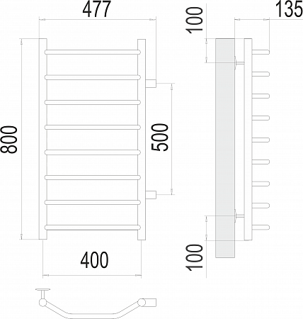 Виктория П8 400х800 бп500 Полотенцесушитель  TERMINUS Брянск - фото 3