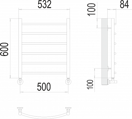 Классик П6 500х600 Полотенцесушитель  TERMINUS Брянск - фото 3