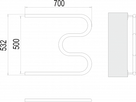 М-обр AISI 32х2 500х700 Полотенцесушитель  TERMINUS Брянск - фото 3