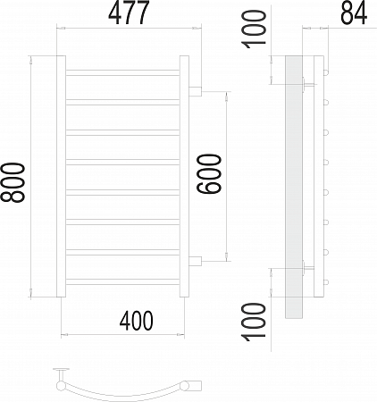 Классик П8 400х800 бп600 Полотенцесушитель  TERMINUS Брянск - фото 3