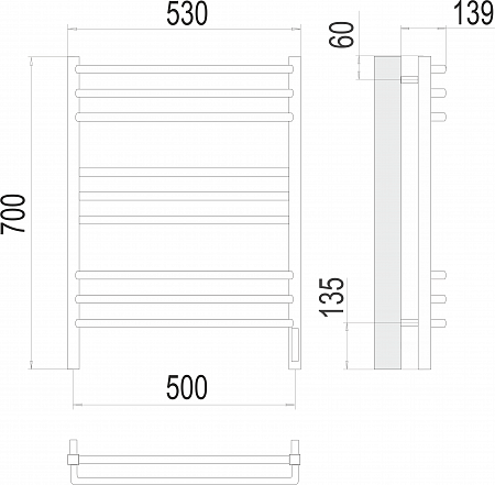 Соренто П9 500х700 электро (sensor quick touch) Полотенцесушитель  TERMINUS Брянск - фото 3