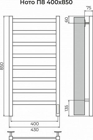 Ното П8 400х850 Электро (quick touch) Полотенцесушитель TERMINUS Брянск - фото 3