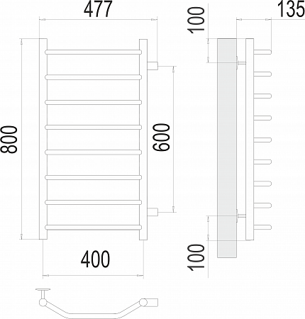 Виктория П8 400х800 бп600 Полотенцесушитель  TERMINUS Брянск - фото 3