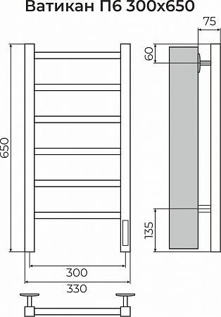 Ватикан П6 300х650 Электро (quick touch) Полотенцесушитель TERMINUS Брянск - фото 3