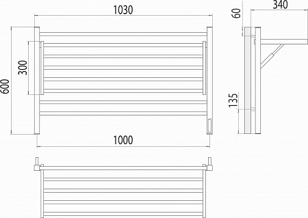 Горизонт П8 1000х600 электро КС ЧЕРНЫЙ МУАР (sensor quick touch) Полотенцесушитель TERMINUS Брянск - фото 5